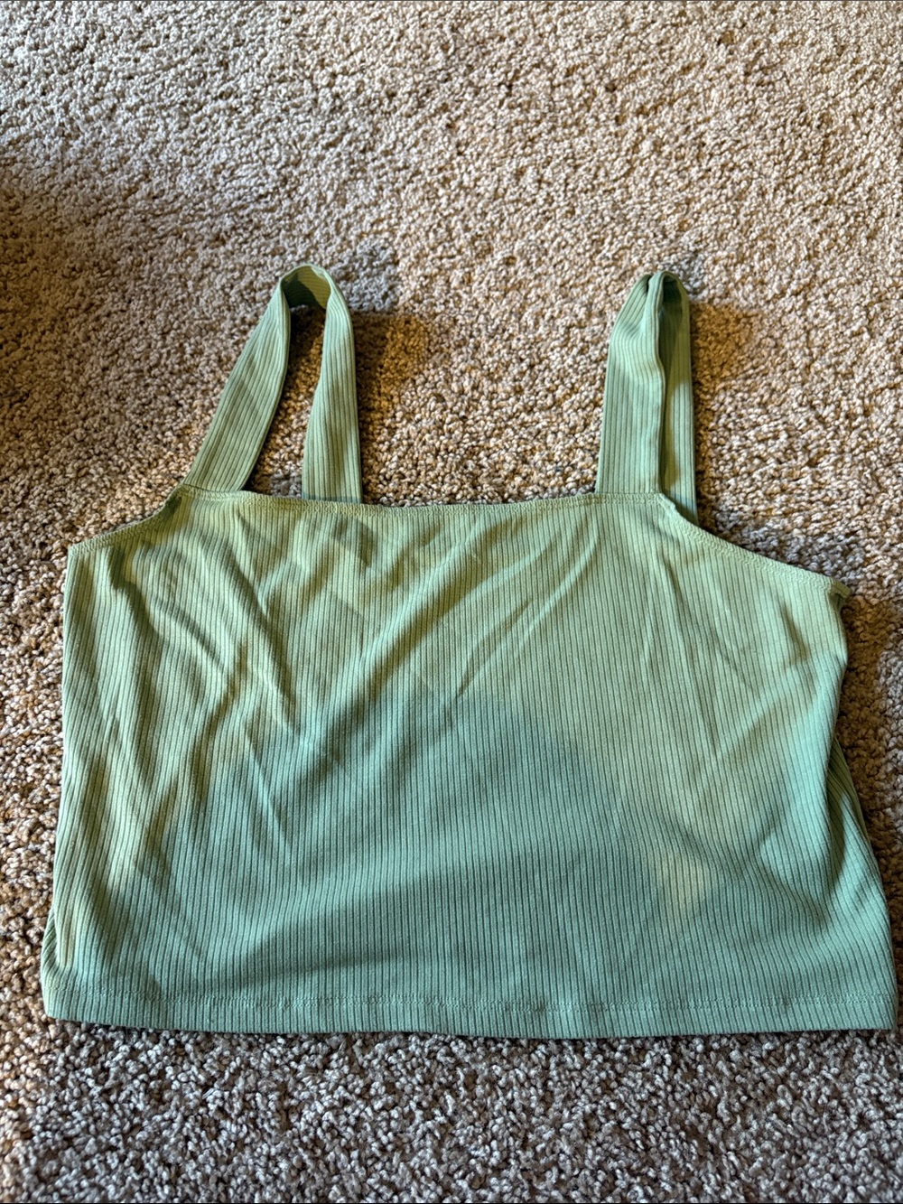 American Eagle Outfitters Ribbed Crop Tank in Light Green